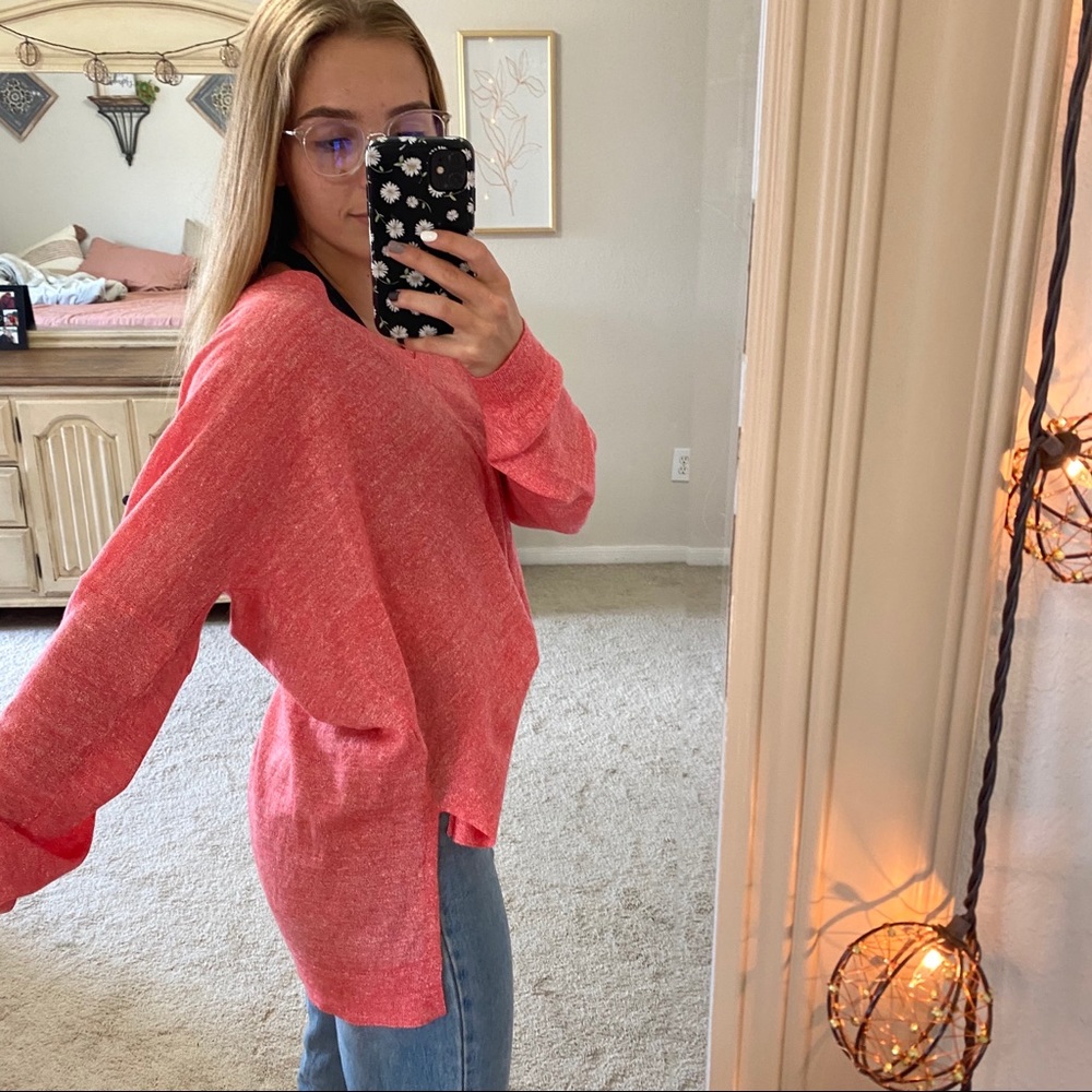 J CREW LARGE PINK VNECK SWEATER NWOT - Picture 2 of 8
